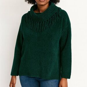 Emerald Green Yarnworks Oversized Sweater with fringe - Vintage